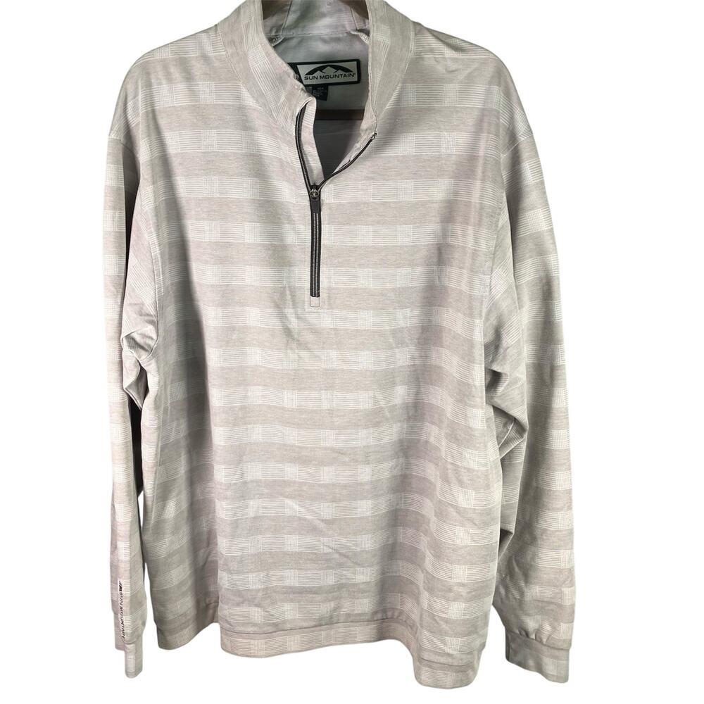 Sun Mountain Men’s Thermal Golf Pullover 1/4 Zip Gray Stripe XL Bulldog‎ Logo